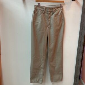 Madewell Beige Women's Faux Leather The Perfect Vintage Straight Pant